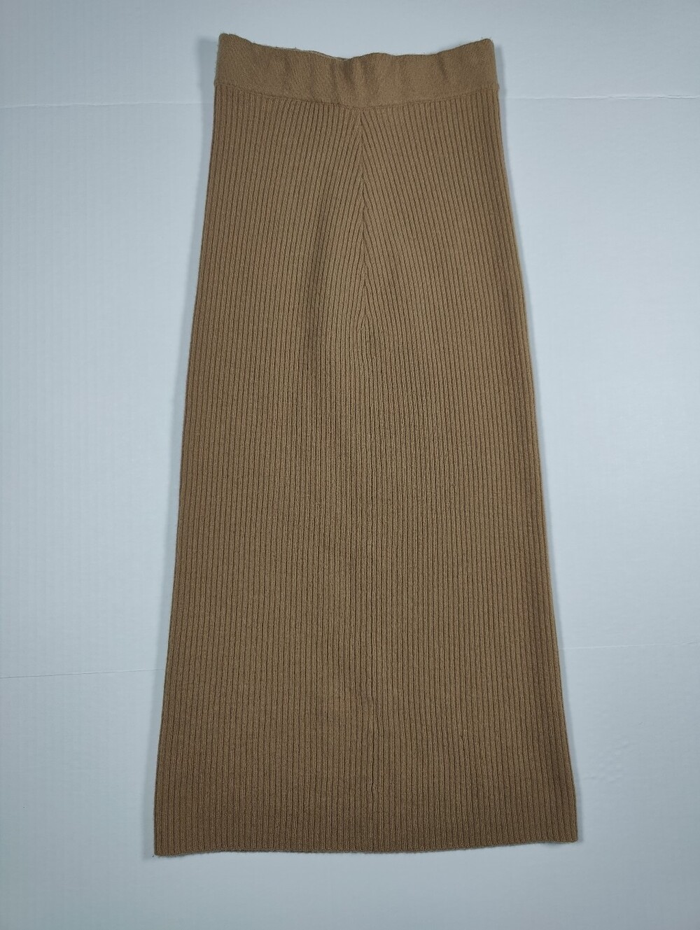 The Andamane Eulalia Rib Knit Beige Wool Cashmere Midi Skirt Sz XS Made In Italy